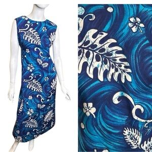 Vintage 60s McInerny’s Blue Hawaiian Hostess Dress Small